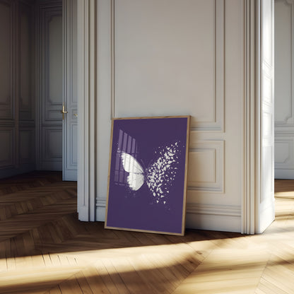 Póster artístico de la desintegración de la mariposa