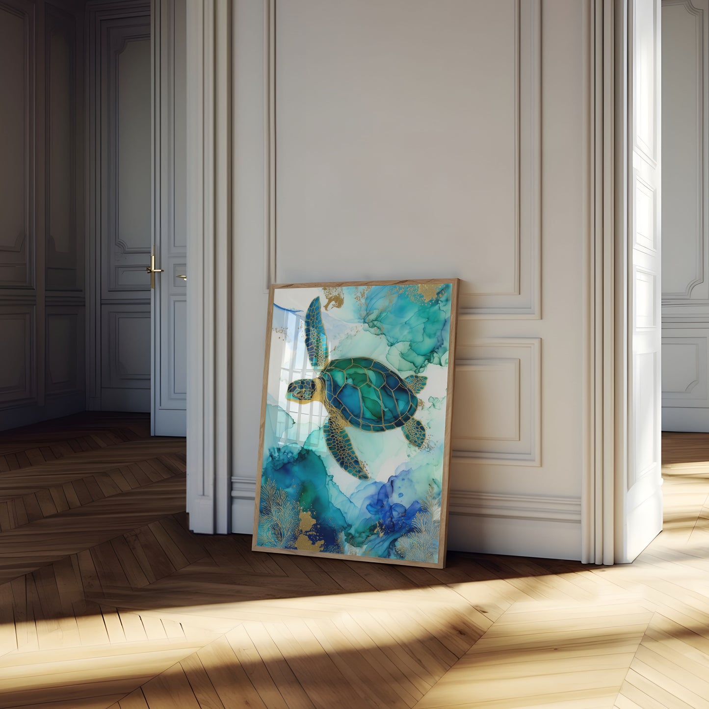 Ocean Turtle Watercolor Art Poster