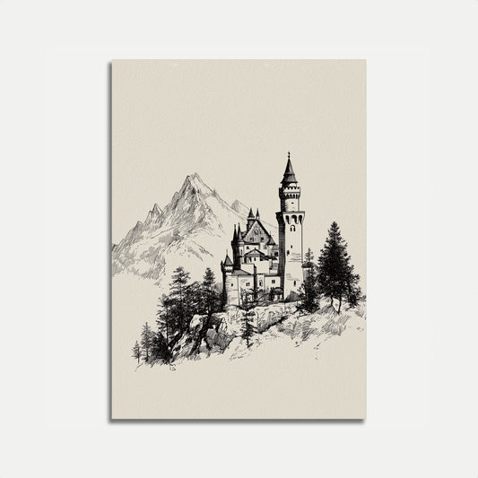 Medieval Castle in the Mountains Poster