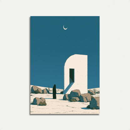 Poster Torre nel deserto sotto la luna