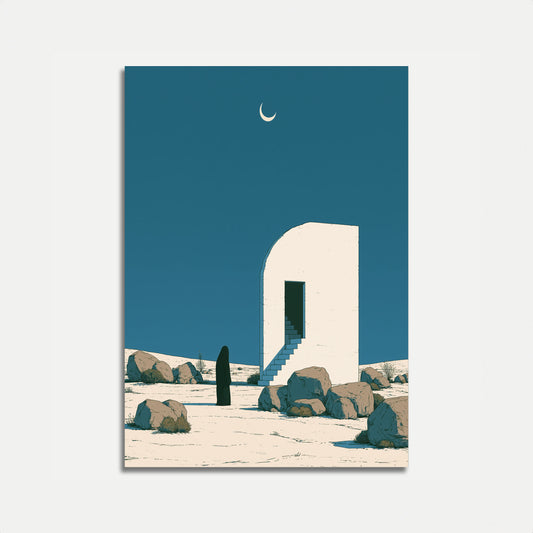 Desert Tower Under Moonlight Poster