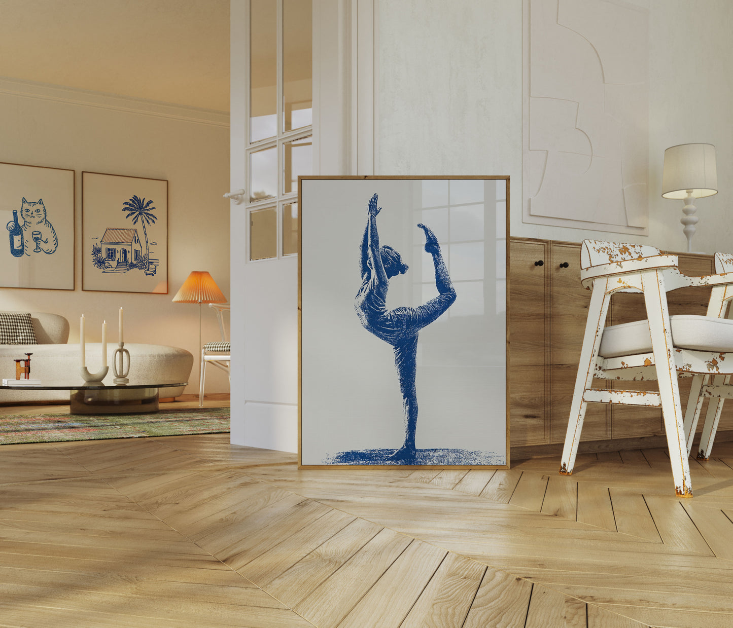 Blauer Yoga Balance Poster