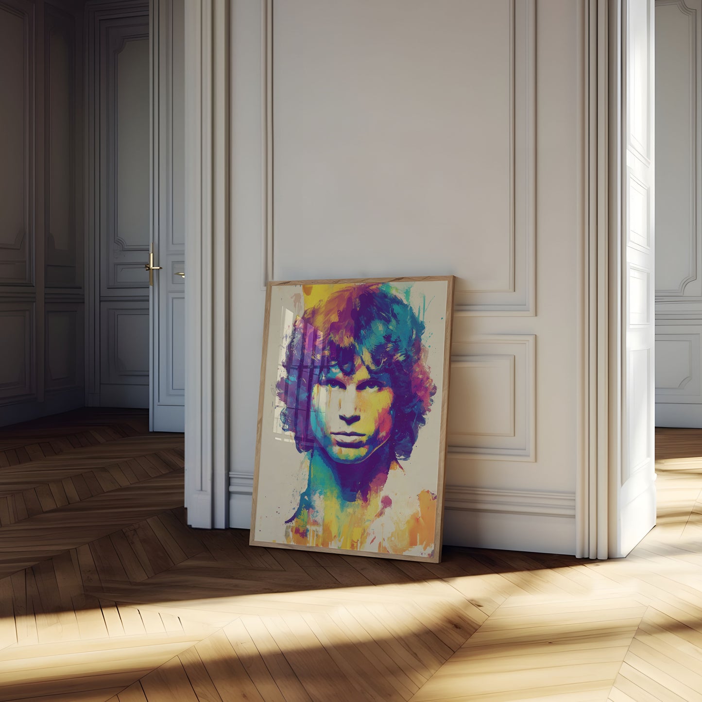 Kunstzinnige Poster van Jim Morrison in Levendige Kleuren