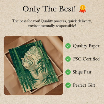 White Tiger in Bamboo Forest Poster