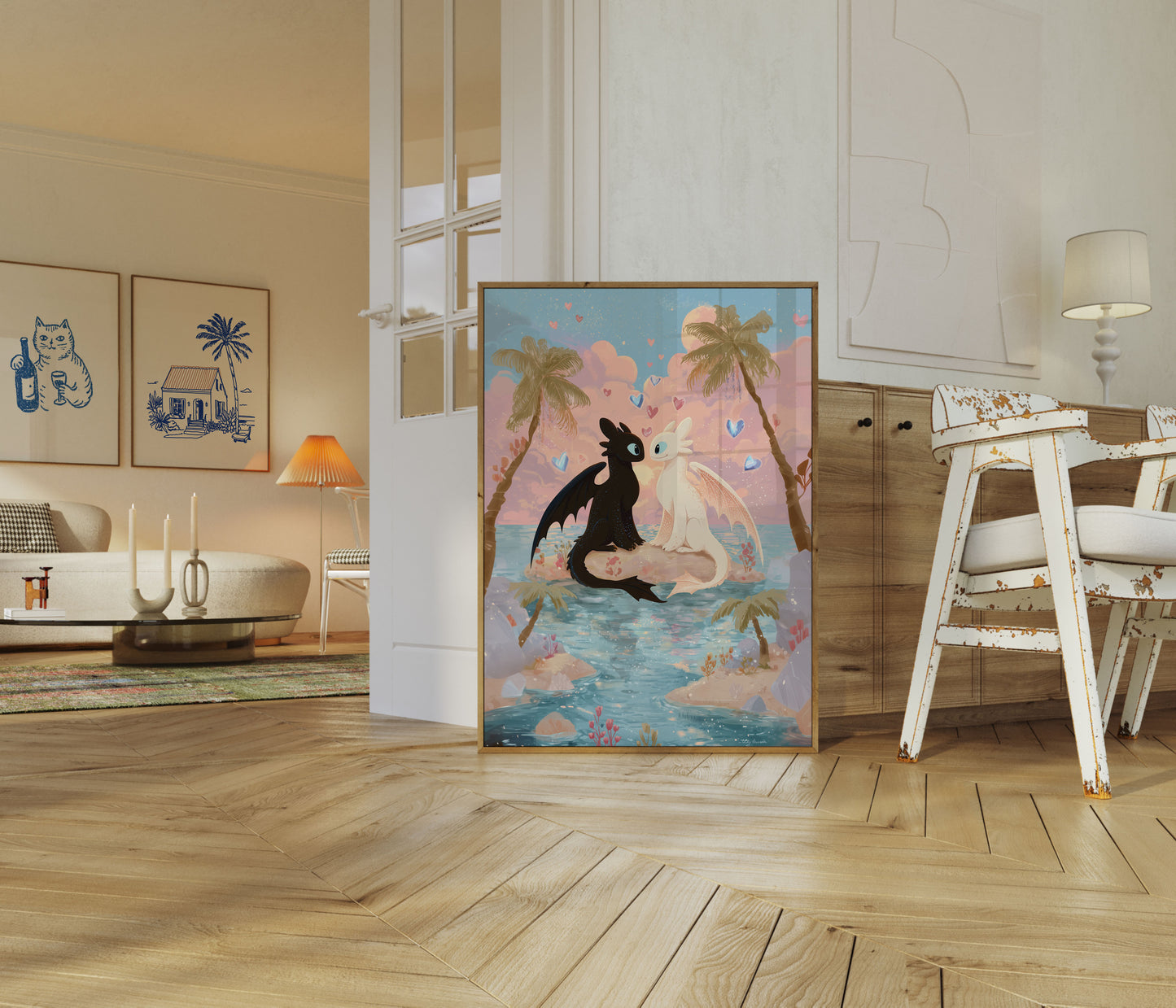 Dragon Love by the Ocean Poster