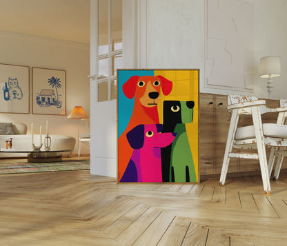 Colorful Dogs Abstract Poster