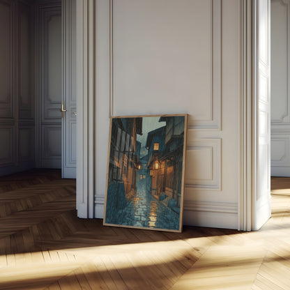 Cartel del Callejón Japonés Lluvioso