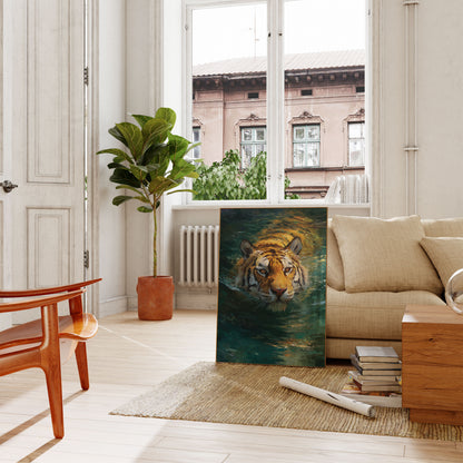 Tiger Swimming in Water Poster