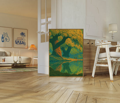 Póster de Árbol Antiguo junto al Agua