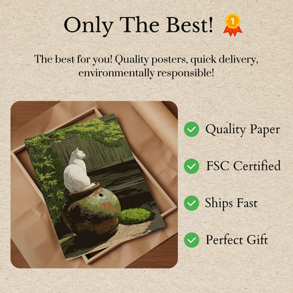 White Cat on Pottery Poster