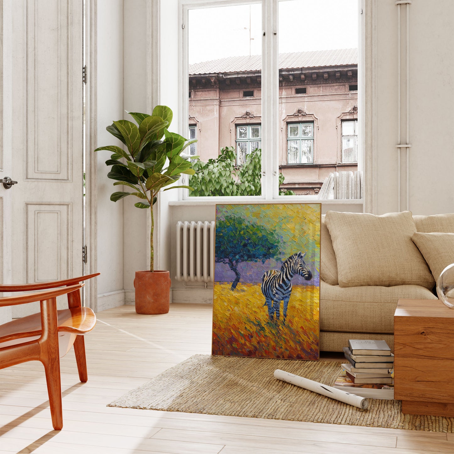 Póster Sueños de safari con cebra vibrante