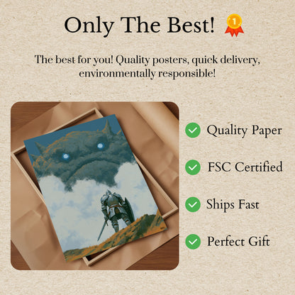 Knight Facing Stone Monster Poster