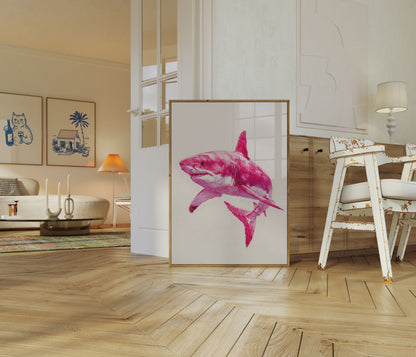 Pink Shark Marine Art Poster