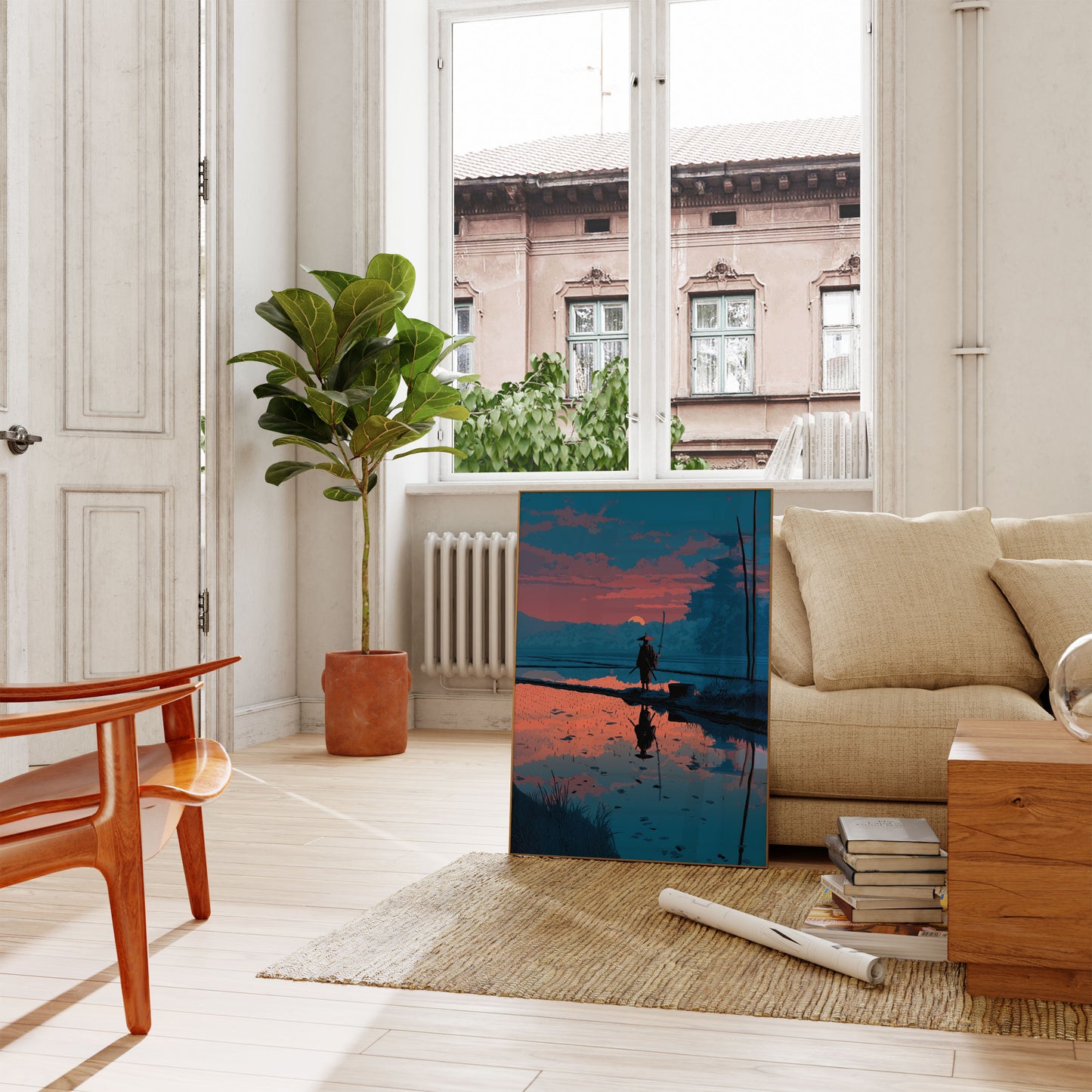 Póster de Reflejo del Atardecer del Samurái