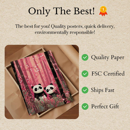 Pink Bamboo Panda Poster