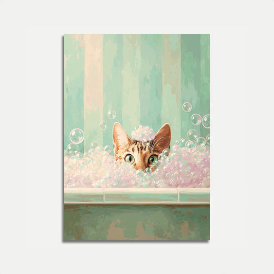 Bubbly Cat Bath Time Poster