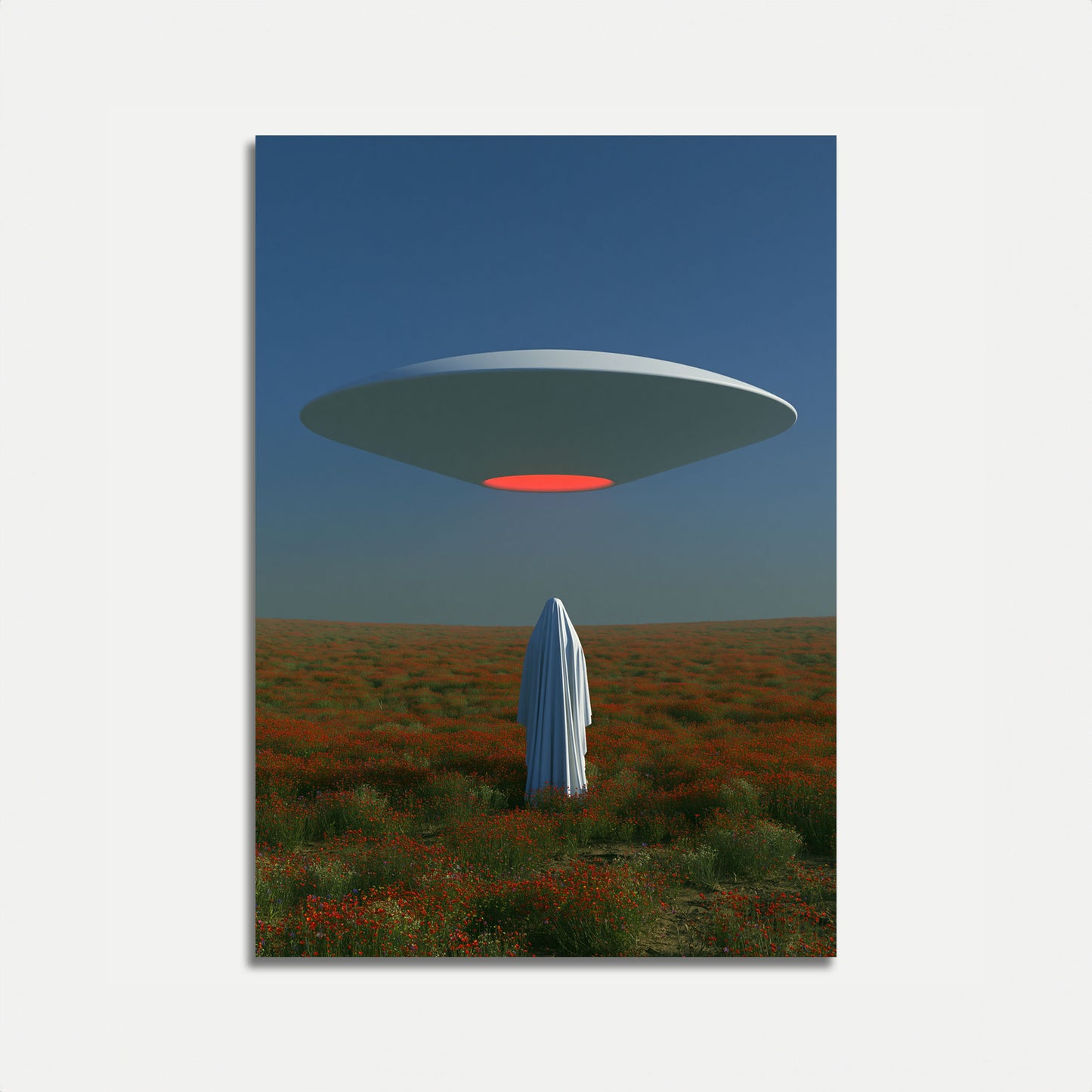 UFO-ontmoeting Boven Wildebloemenveld Poster