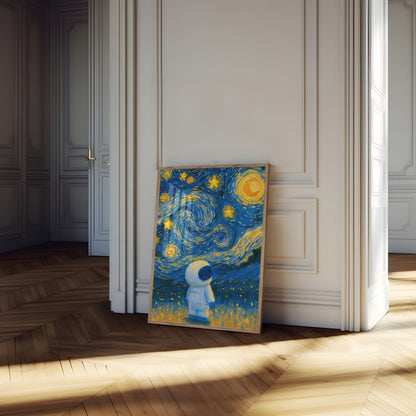 Astronaut Under Starry Night Poster