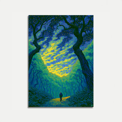 Poster Sentiero Foresta Notte Stellata