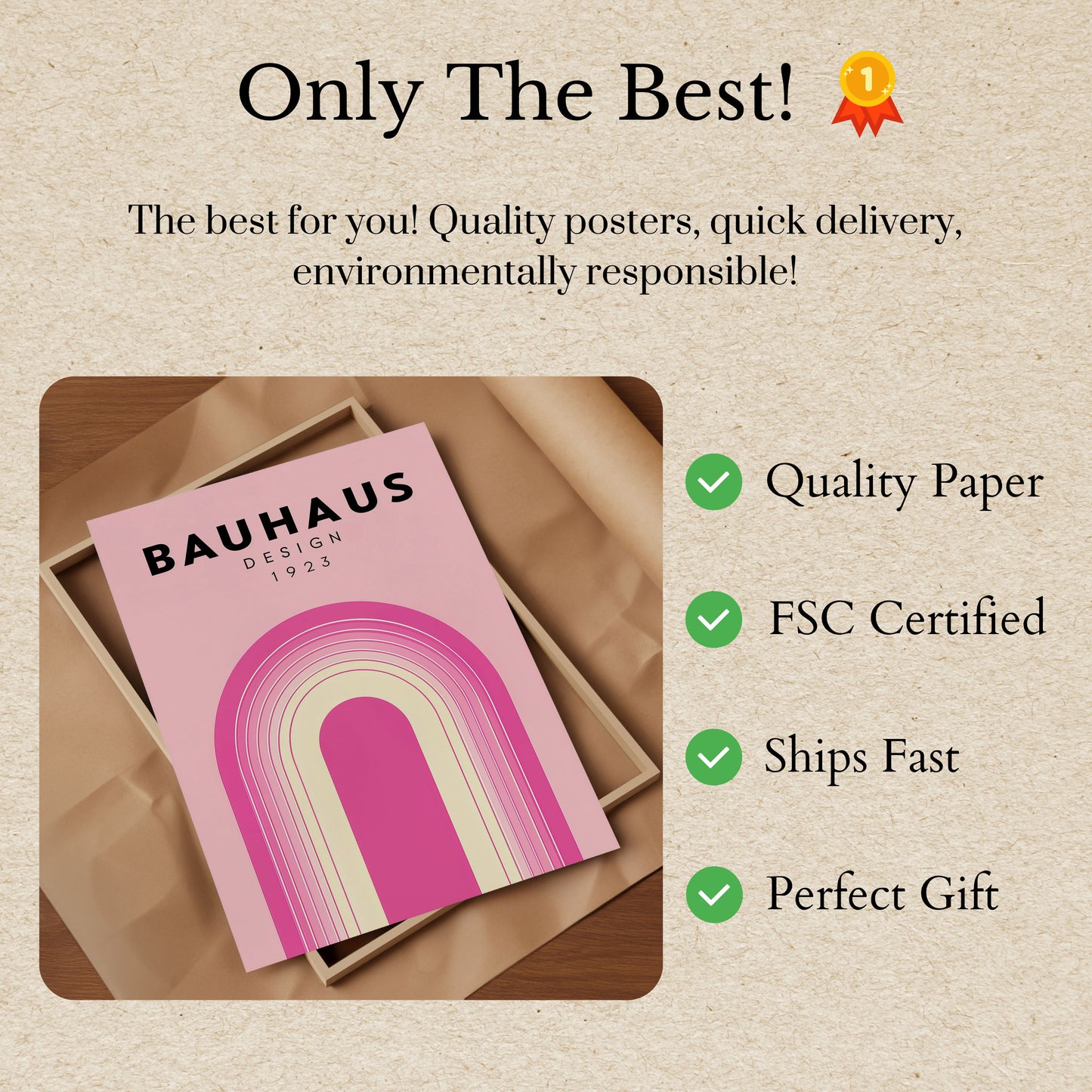 Bauhaus Pink Arch Vintage Poster