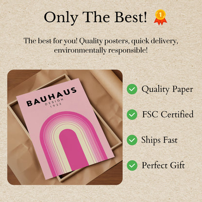 Bauhaus Pink Arch Vintage Poster