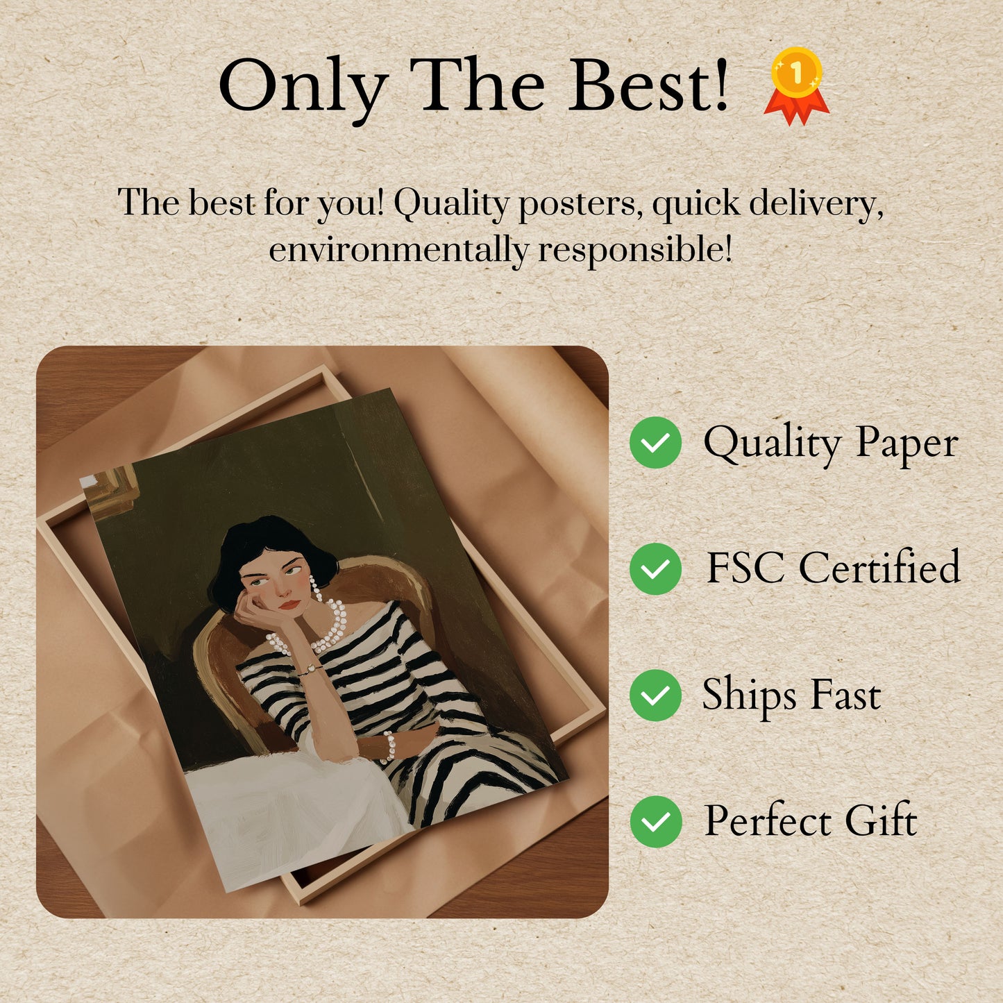 Elegant Stripes and Pearls Poster