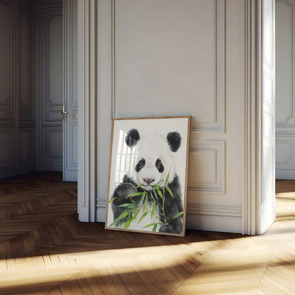 Póster del panda del banquete del bambú