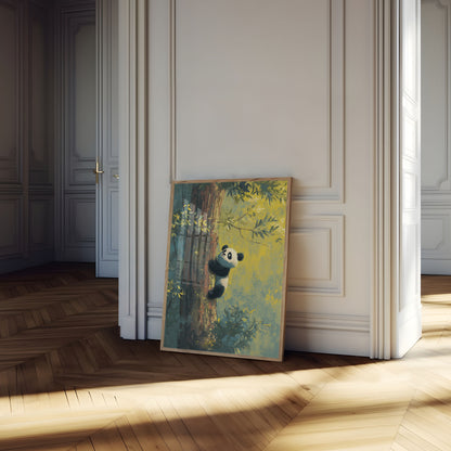Póster del bosque del panda trepador