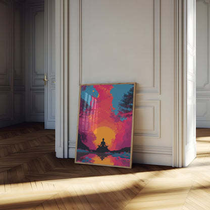 Zen Meditation Sunset Poster