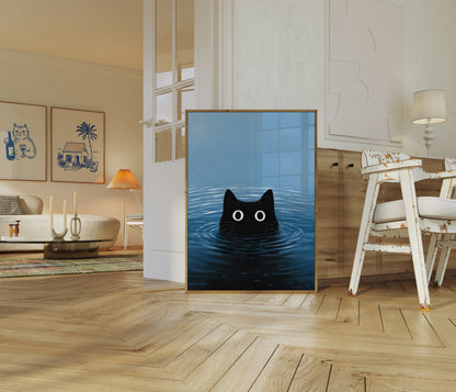 Sort kat i vand plakat