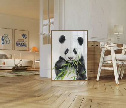 Póster del panda del banquete del bambú