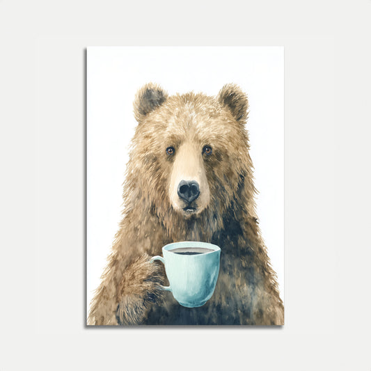 Morning Coffee Bear Art Poster