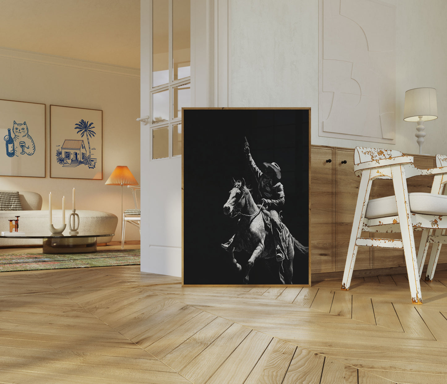 Silhouette-Poster eines Cowboys aus dem Wilden Westen