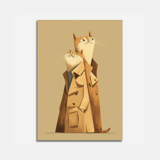 Poster di Gatti Eleganti in Impermeabili