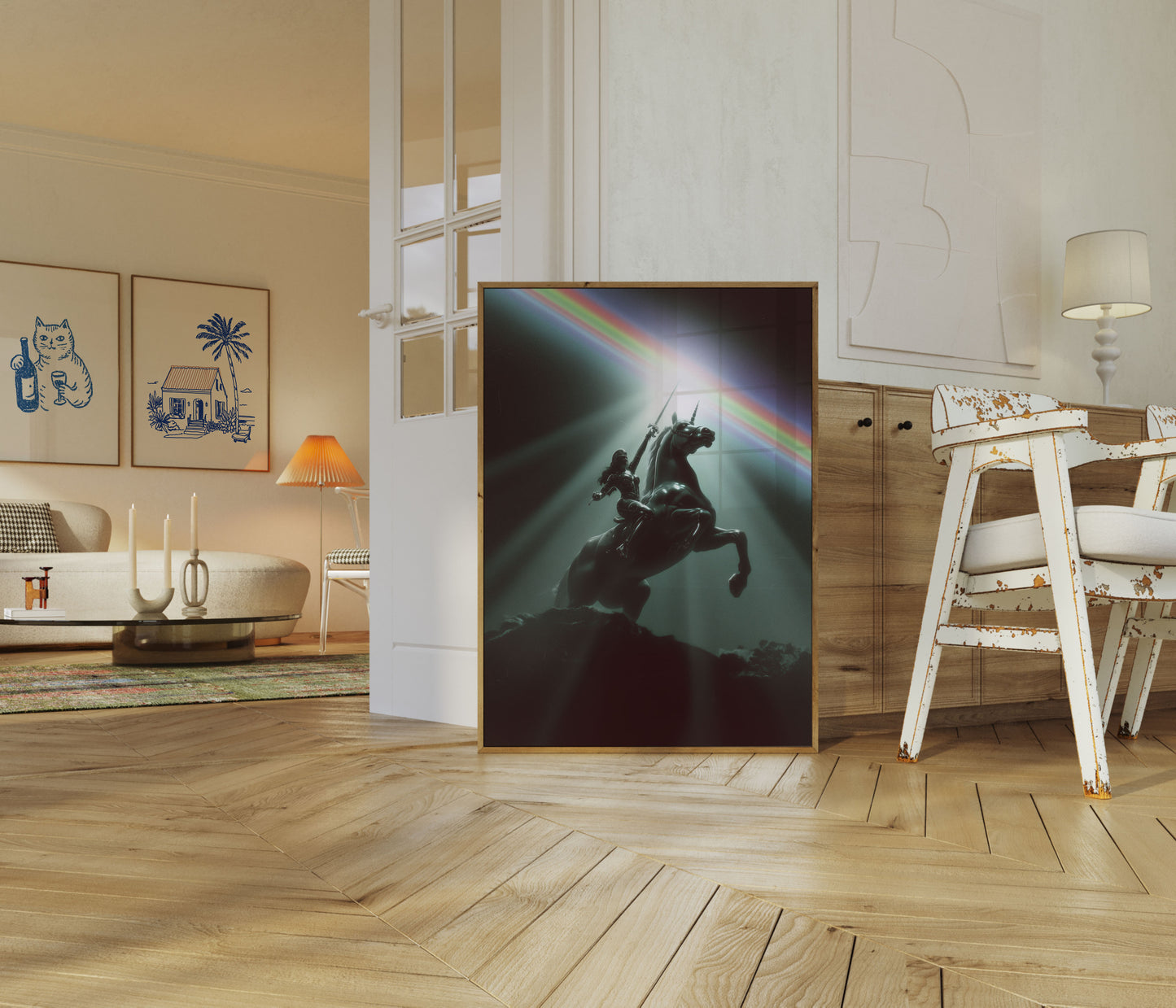 Poster del Guerriero Unicorno Mistico dell'Arcobaleno