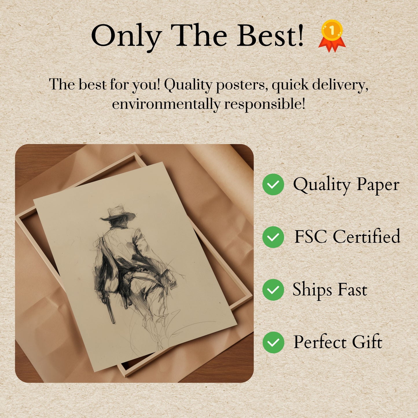 Lone Cowboy Sketch Poster