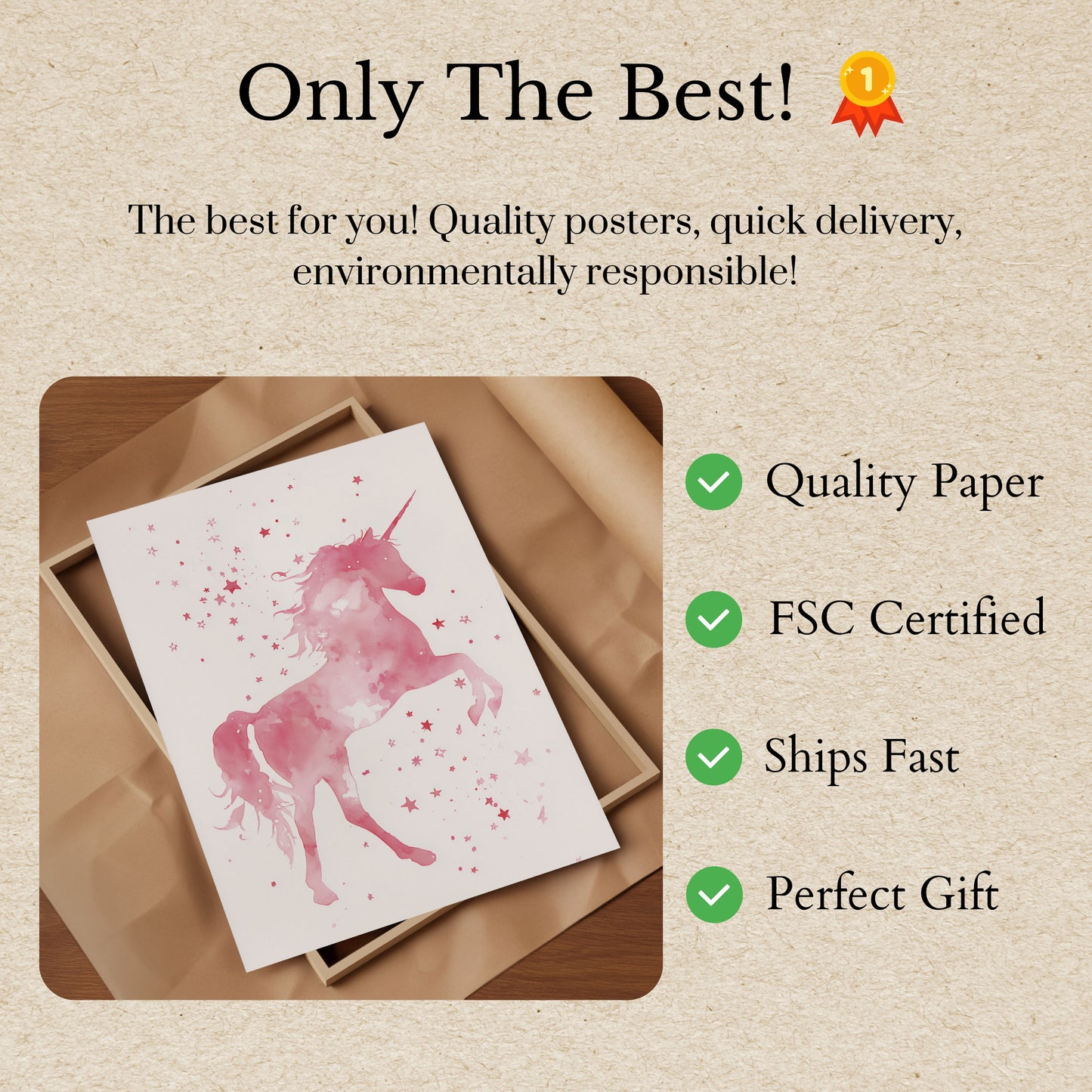 Poster dell'Unicorno Rosa Stellato