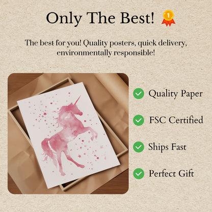 Poster dell'Unicorno Rosa Stellato