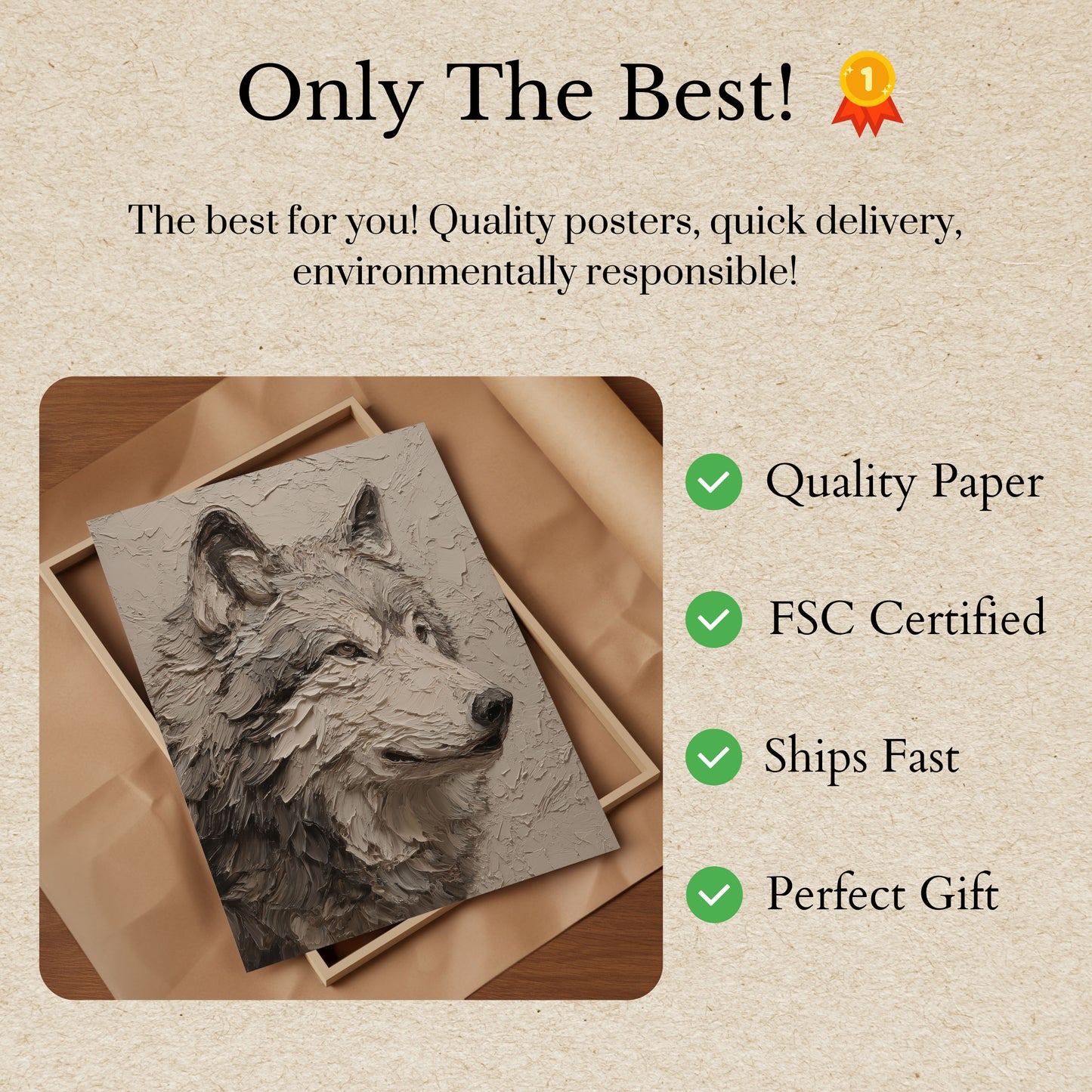 Textured Wolf Profile Poster