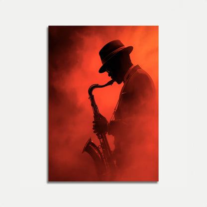 Crimson Jazz Saxophone Poster