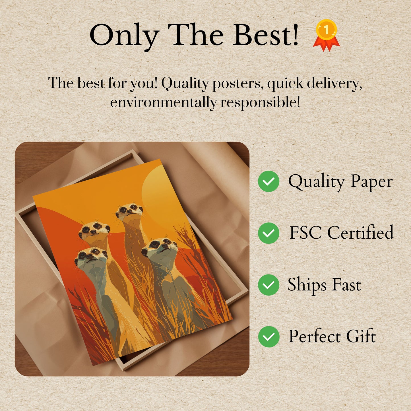 Meerkat Family Sunset Poster
