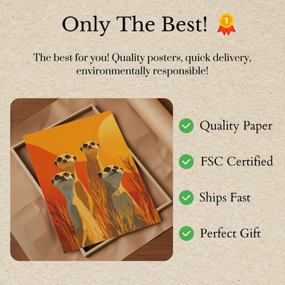Meerkat Family Sunset Poster