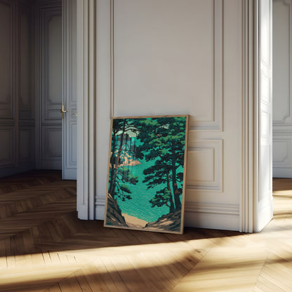 Coastal Cove with Pine Trees Poster