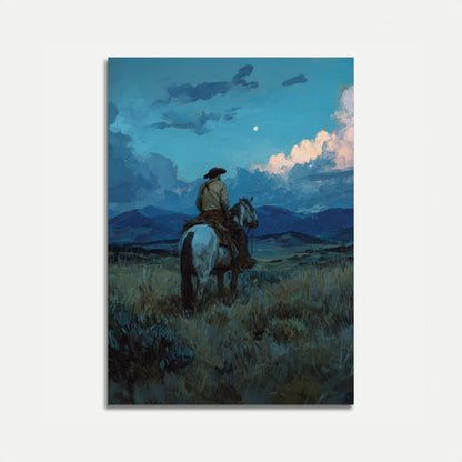 Månskens Cowboy Skymningsaffisch