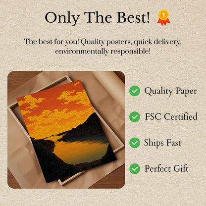 Golden Sunset Mountain Lake Poster