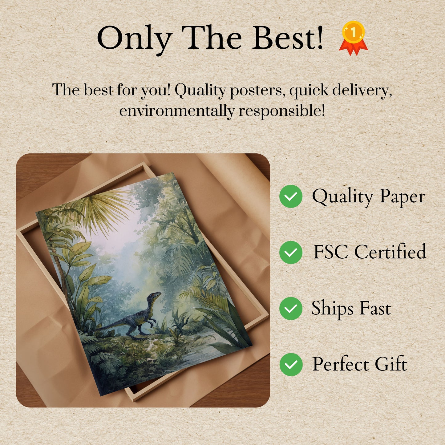 Póster de Velociraptor de la jungla prehistórico