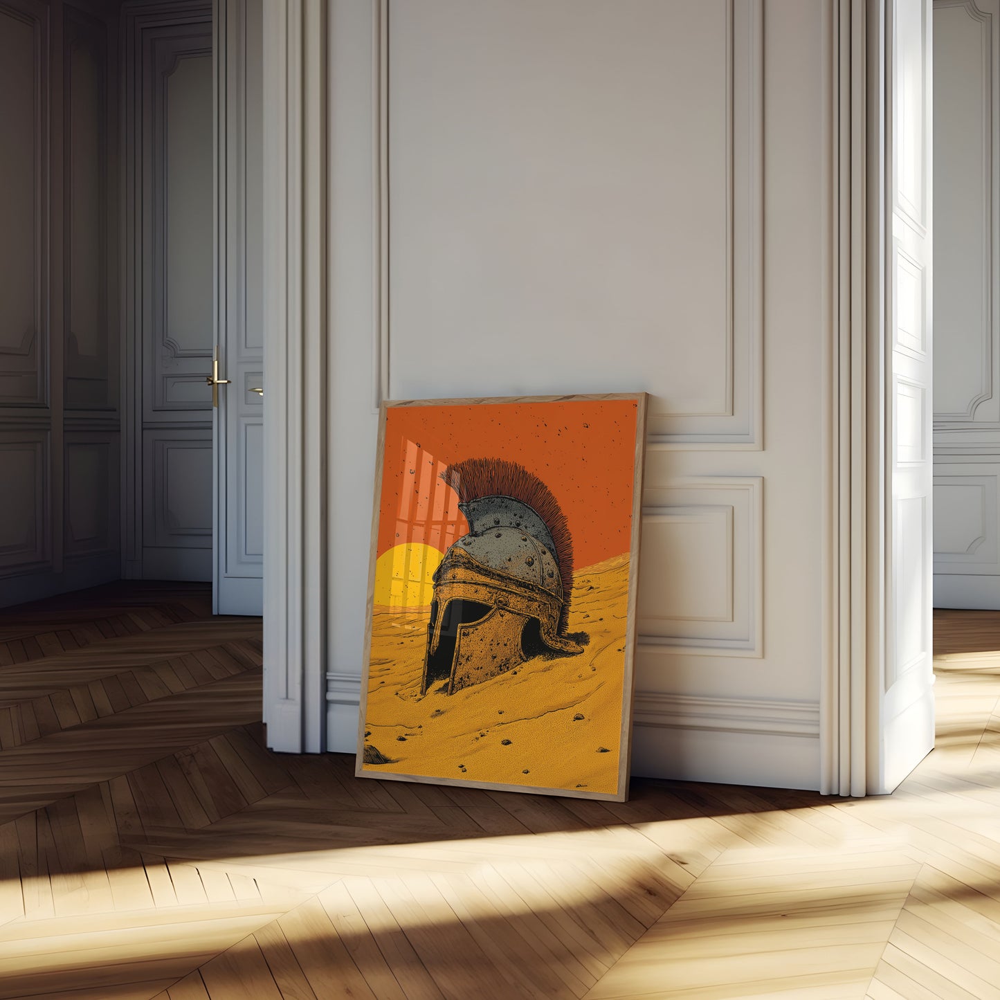 Ancient Warrior Desert Sunset Poster