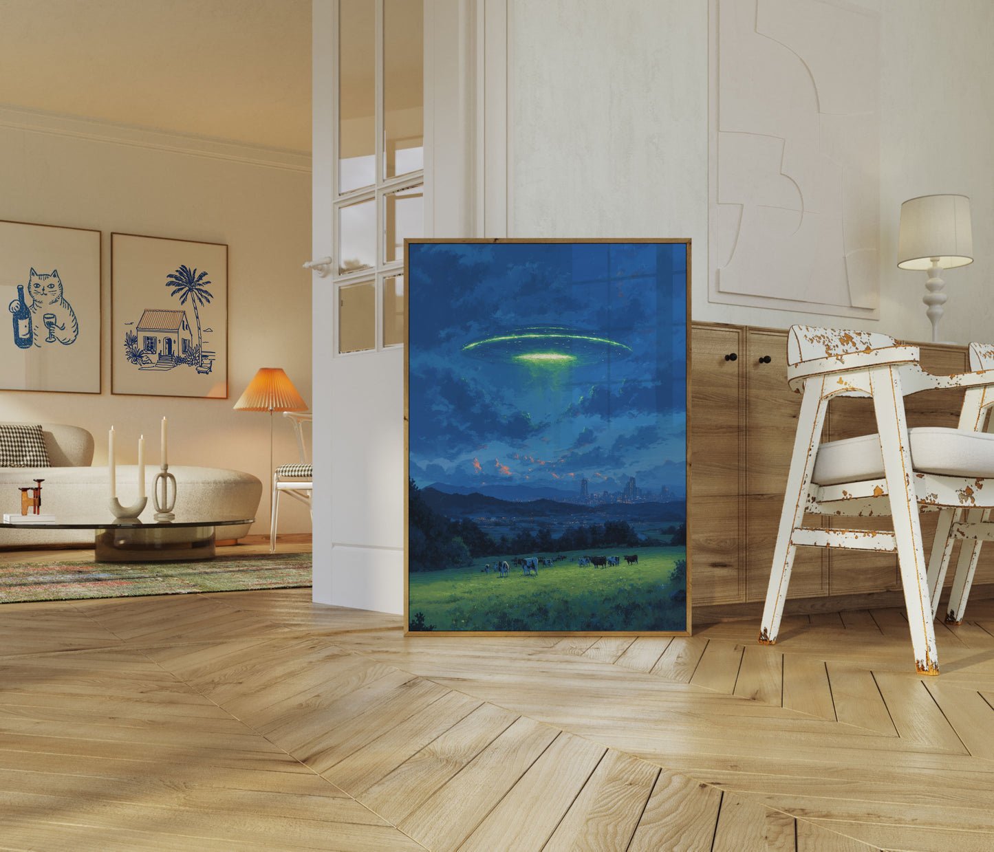 Midnight UFO Pasture Poster