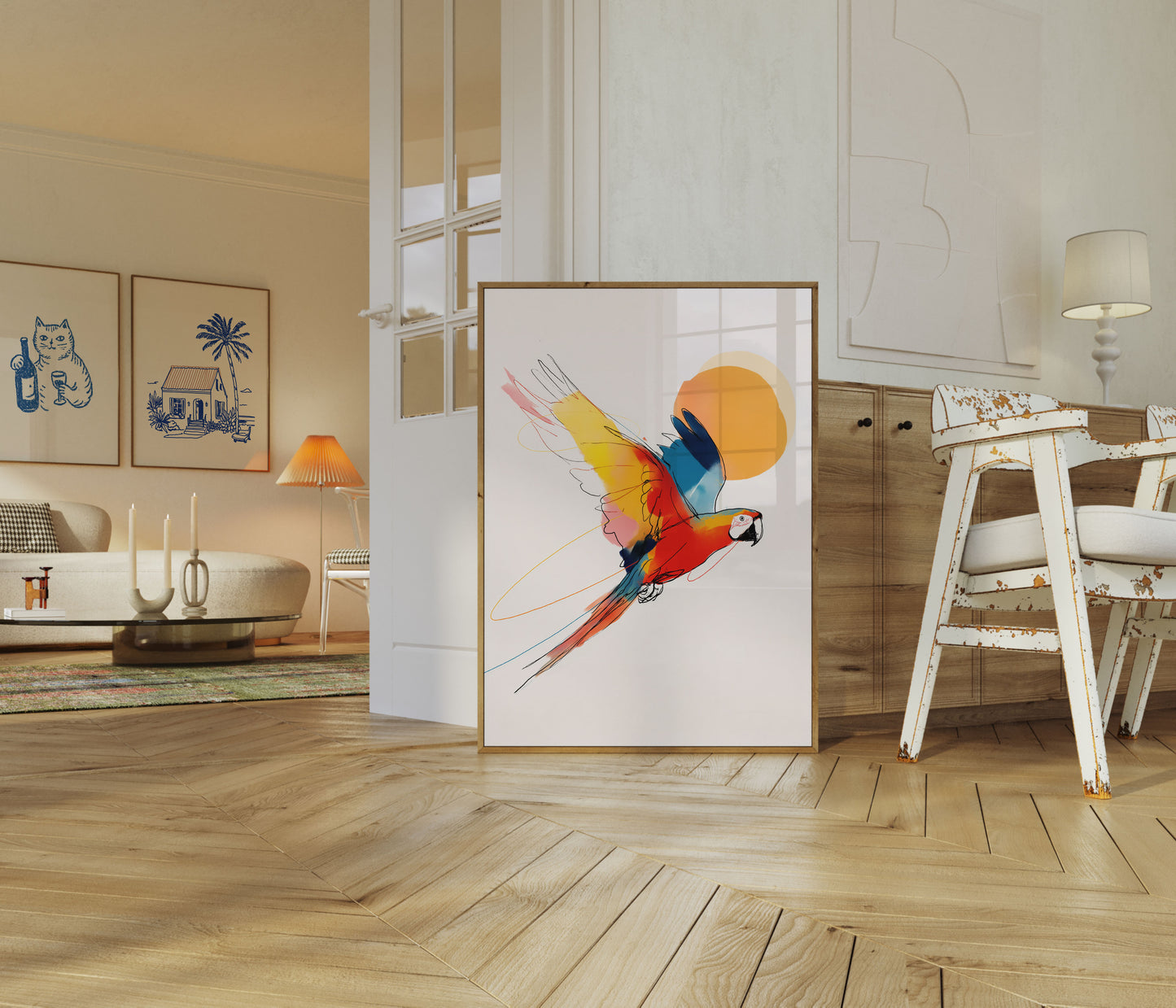 Vibrant Flying Macaw Poster