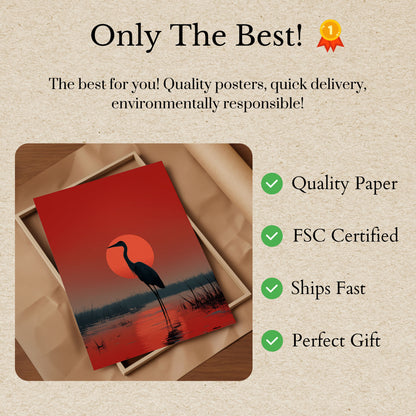 Heron at Sunset Poster